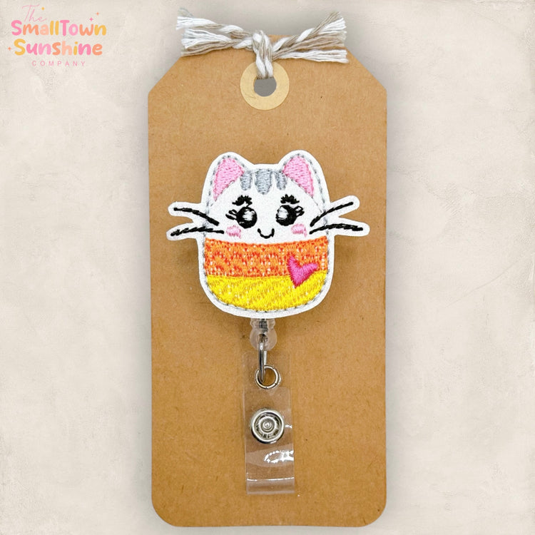 Candy Corn Cat Badge Topper