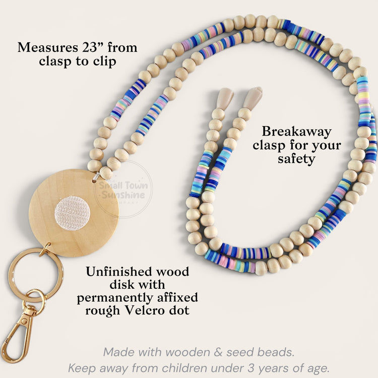 Beaded Lanyard for Removable Badge Toppers | ELECTRIC BLUE