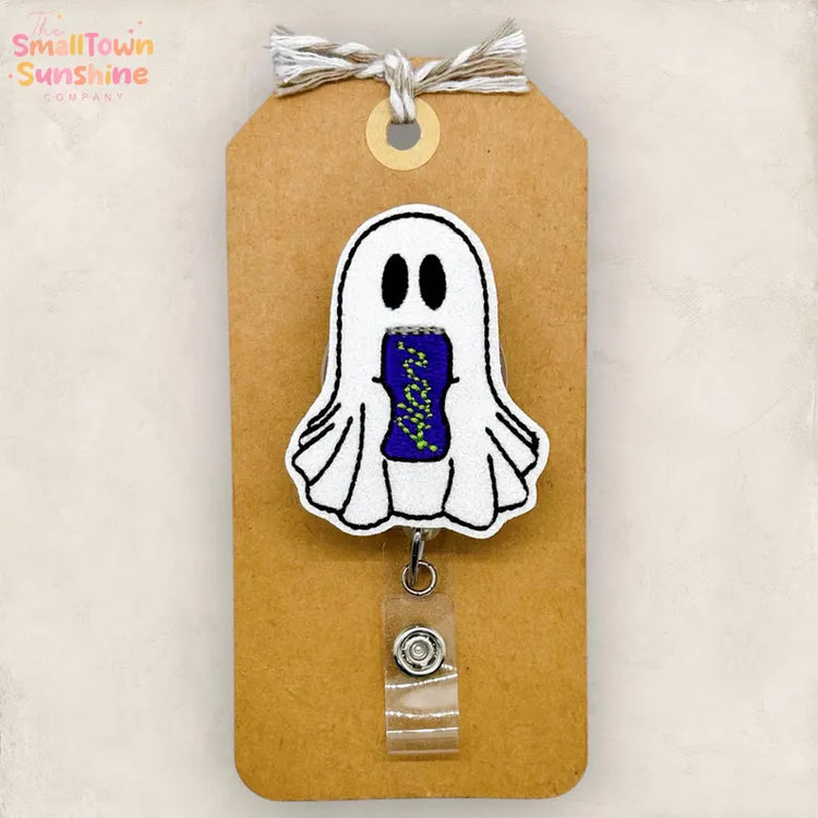 Ghost with Energy Drink Badge Topper