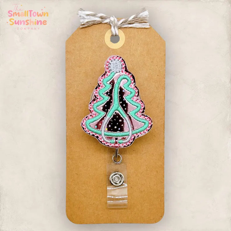 Pink Stethoscope Tree Badge Topper