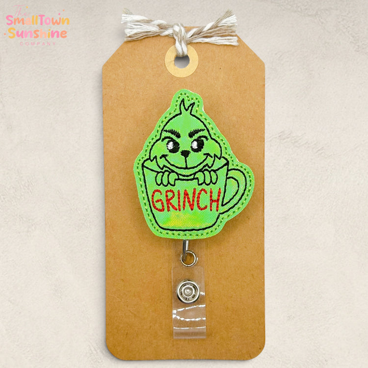 Green Christmas Cup Badge Topper