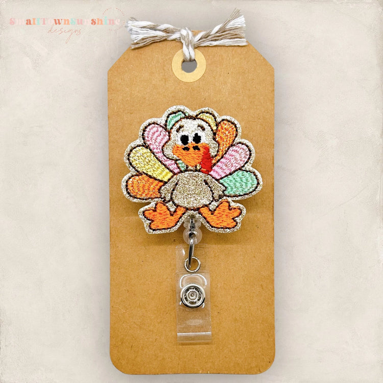 Pastel Feather Turkey Badge Topper