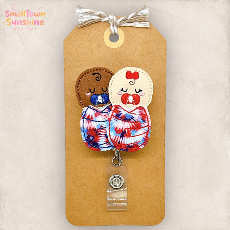 Diverse Patriotic Swaddled Babies Badge Topper