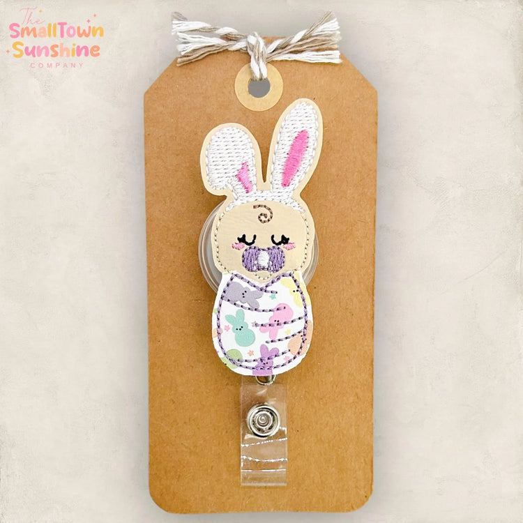 Swaddled Bunny Baby Badge Topper