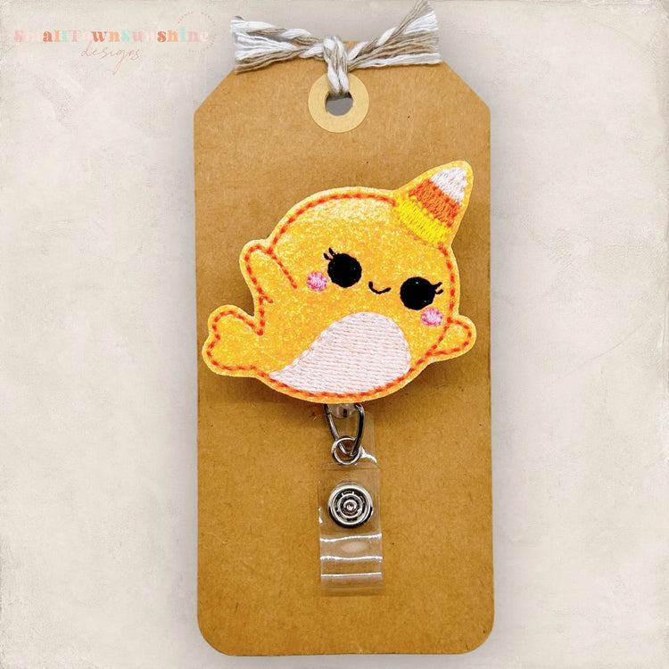 Candy Corn Narwhal Badge Topper