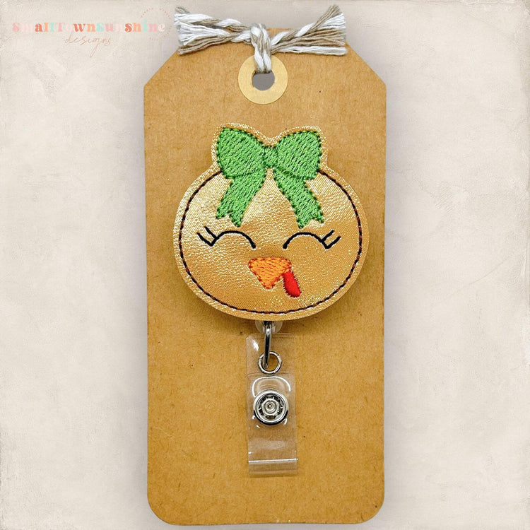 Turkey Face with Bow Badge Topper