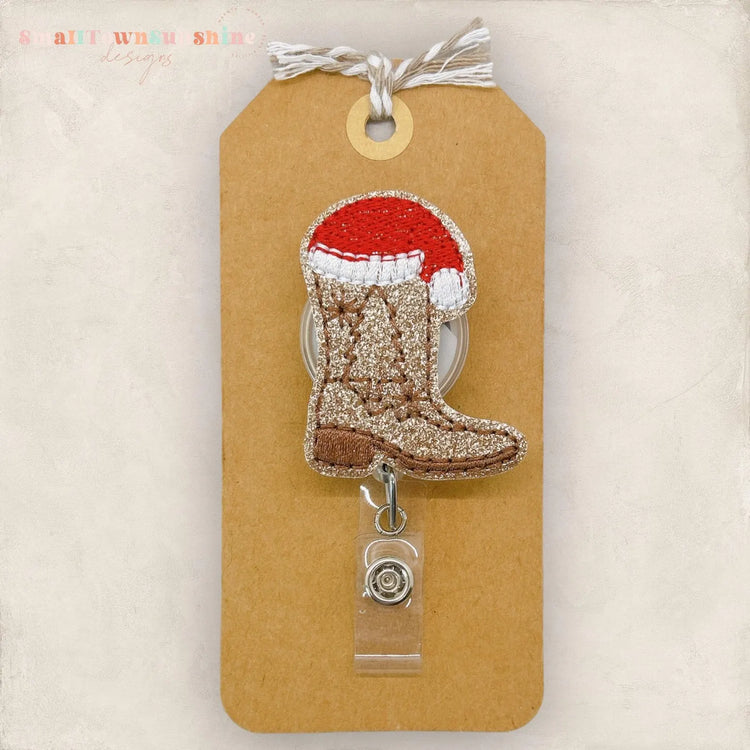 Christmas Cowboy Boot Badge Topper