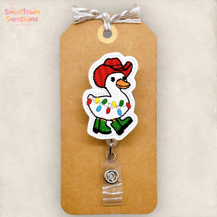 Cowboy Goose with Lights Badge Topper