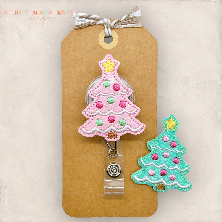 Teal Christmas Tree Badge Topper