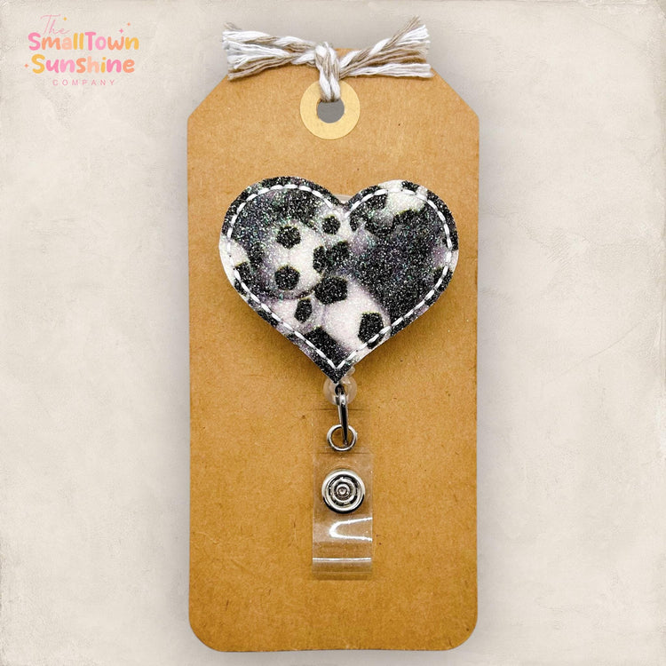 Glitter Soccer Heart Badge Topper