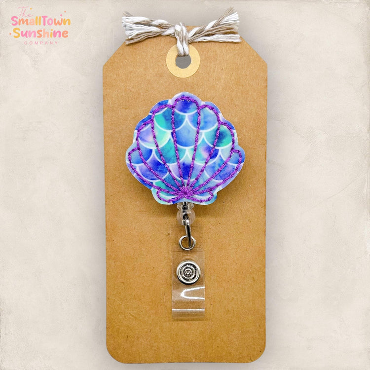 Mermaid Purple Seashell Badge Topper