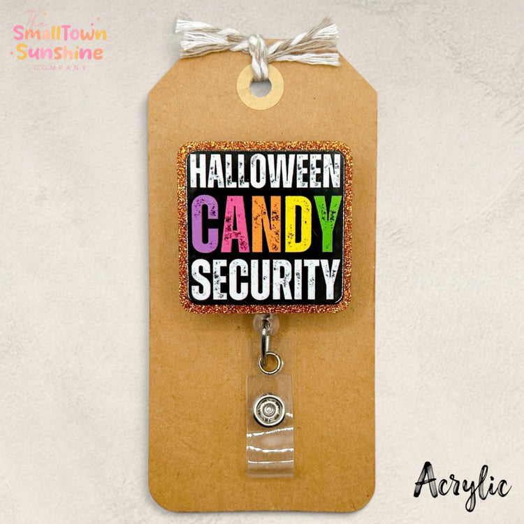 Halloween Candy Security Retractable Badge Reel: Funny Id Holder, Name Tag, Coworker Gift, Lanyard, MRI Safe, Heavy Duty | ACRYLIC GLITTER