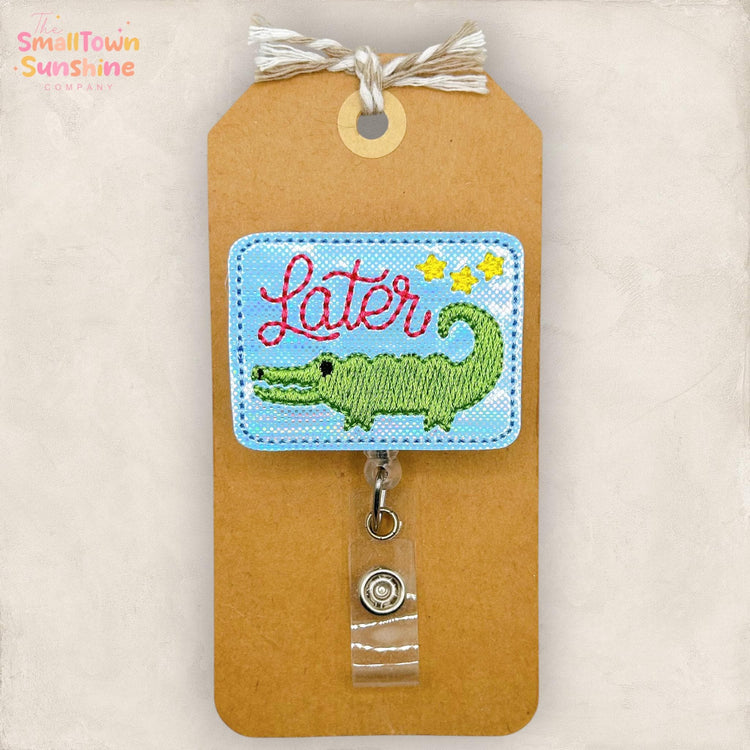 Later Gator Retractable Badge Reel: Alligator ID Holder, Name Tag, Swappable Topper, Coworker Gift, Lanyard, MRI Safe, Heavy Duty Options