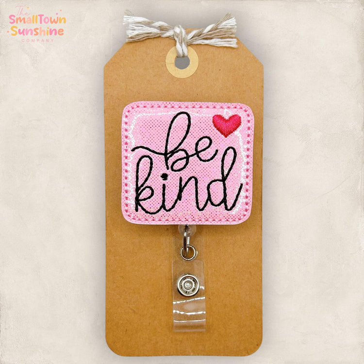 Be Kind Retractable Badge Reel: Kindness ID Holder, Name Tag, Swappable Topper, Coworker Gift, Lanyard, MRI Safe, Heavy Duty Clip
