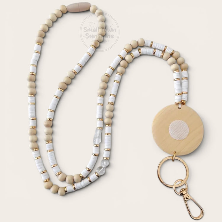 Beaded Lanyard for Removable Badge Toppers | SUNDAY LATTE