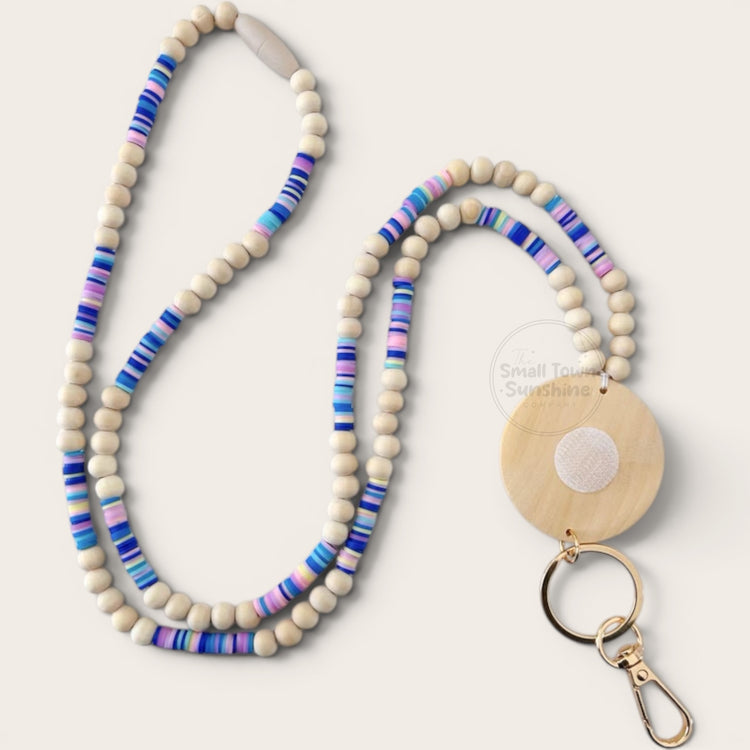 Beaded Lanyard for Removable Badge Toppers | ELECTRIC BLUE
