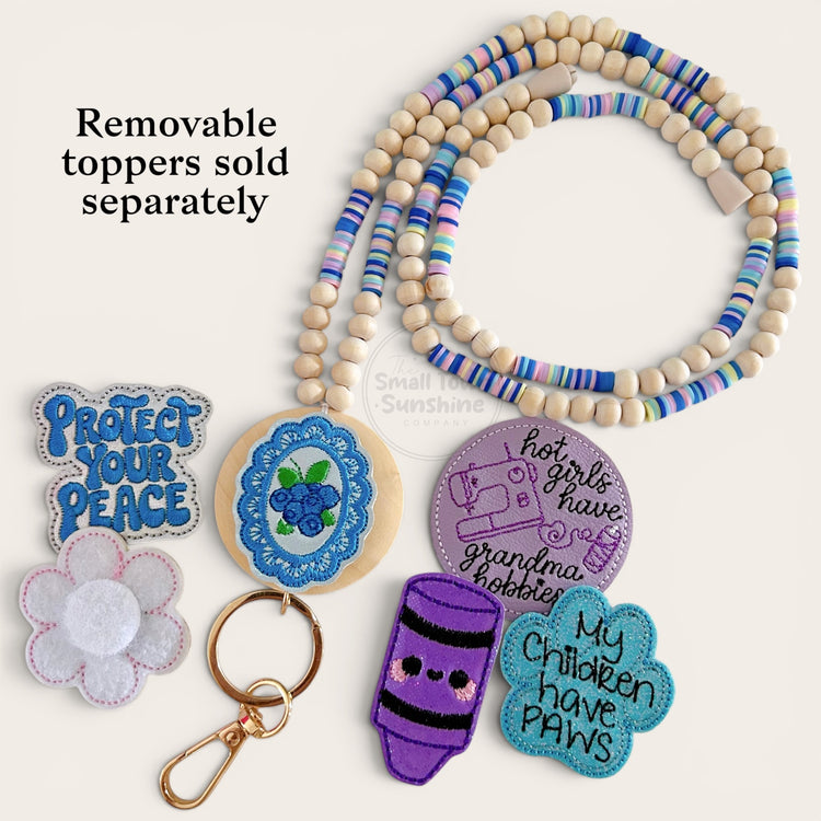 Beaded Lanyard for Removable Badge Toppers | ELECTRIC BLUE