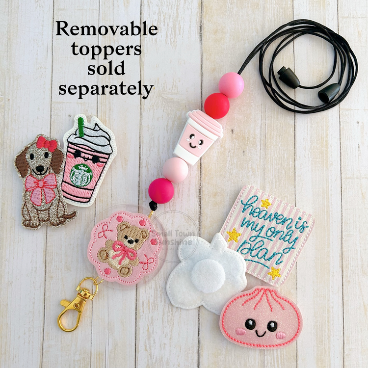 Beaded Lanyard for Removable Badge Toppers | PINK COFFEE