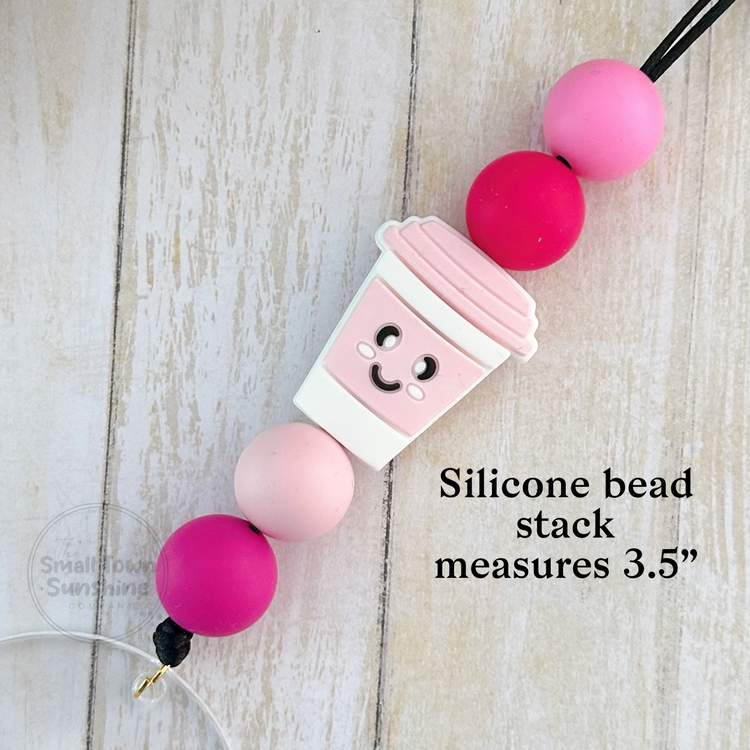 Beaded Lanyard for Removable Badge Toppers | PINK COFFEE