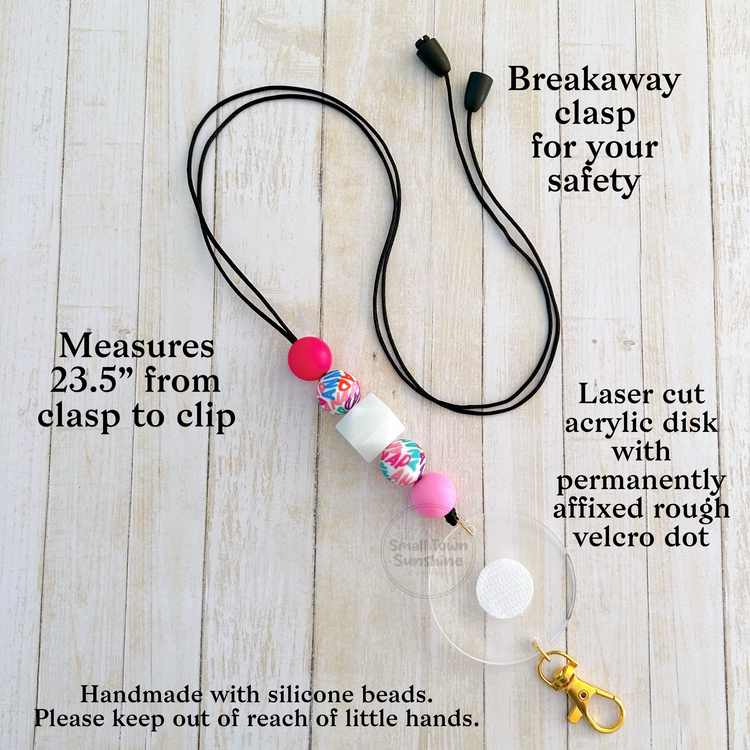 Beaded Lanyard for Removable Badge Toppers | ALPHABET SOUP