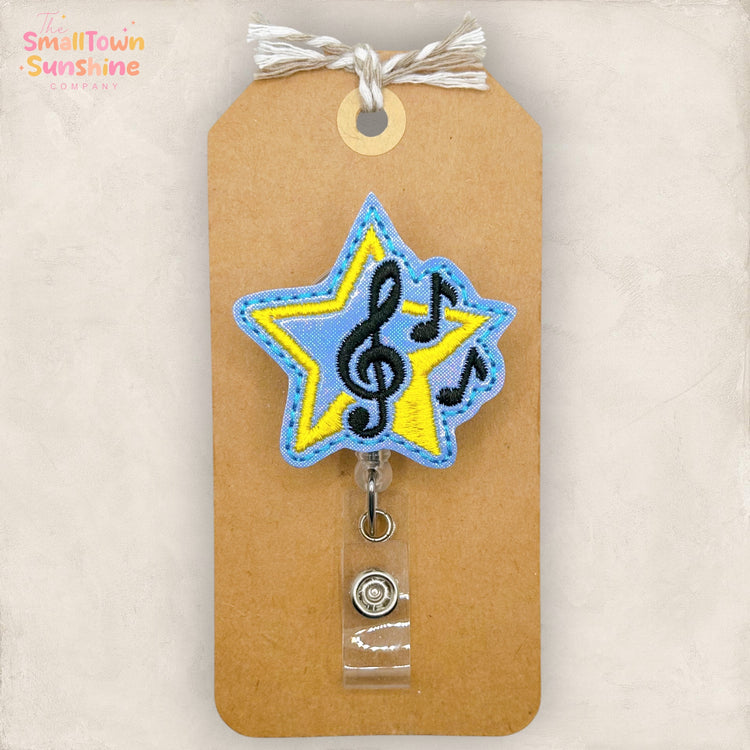Music Notes Star Badge Topper