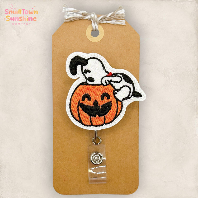 Pumpkin Beagle Badge Topper