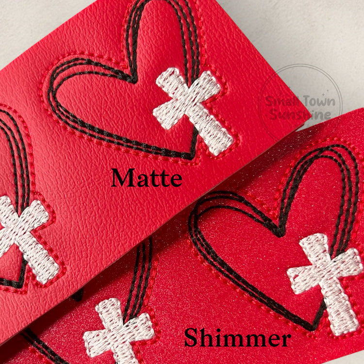 Sketched Heart Cross Retractable Badge Topper: Faith ID Holder