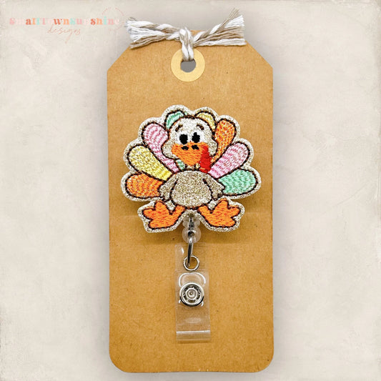 Pastel Feather Turkey Badge Topper
