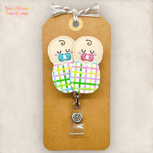 Spring Plaid Newborn Babies Badge Topper