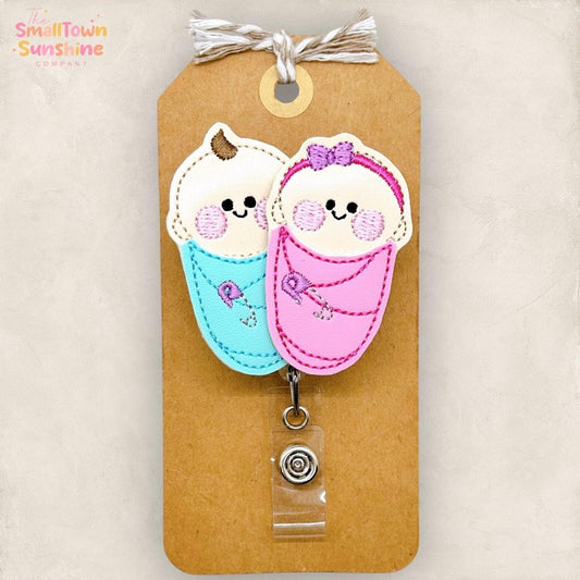 Pink & Blue Newborn Babies Badge Topper
