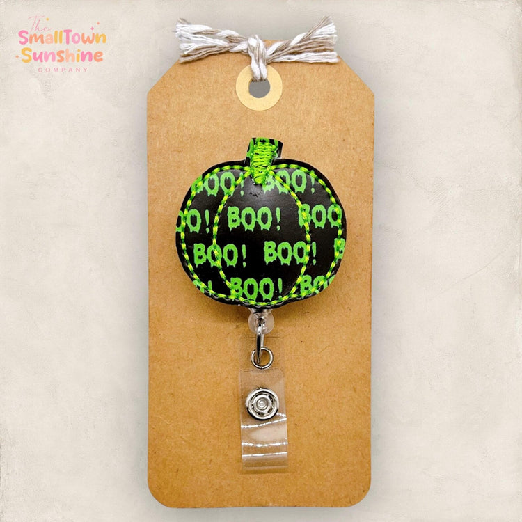 Spooky Boo Pumpkin Badge Topper