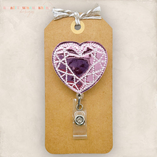 Pink Mirrored Heart Badge Topper