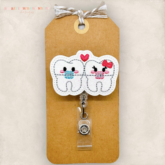 braces teeth badge reel
