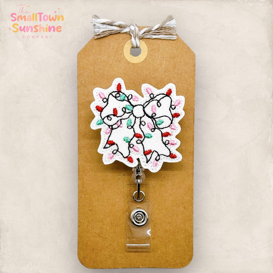 Christmas Lights Bow Badge Topper