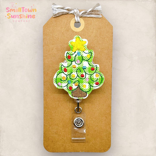 Plaid Christmas Tree Badge Topper