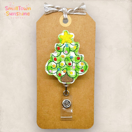 Plaid Christmas Tree Badge Topper