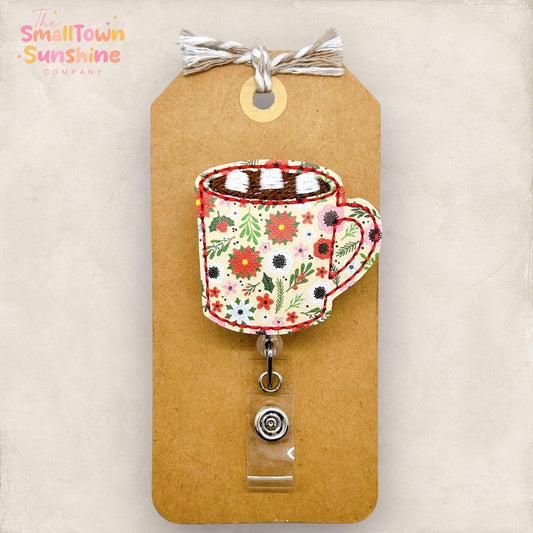 Floral Christmas Cocoa Mug Badge Topper