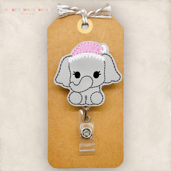 Pink Santa Elephant Badge Topper