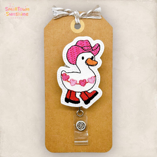 embroidered valentine badge reel topper