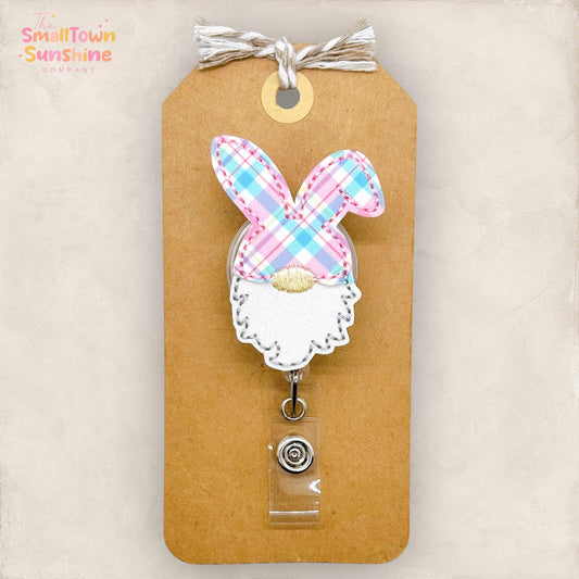 Plaid Bunny Gnome Badge Topper