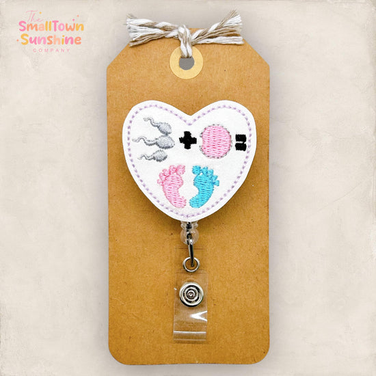 Fertility Badge Reel, IVF Nurse Badge Clip, Obstetrics Badge, Baby Name Tag, Coworker Gift, Badge Buddy, Retractable ID Holder | GLITTER