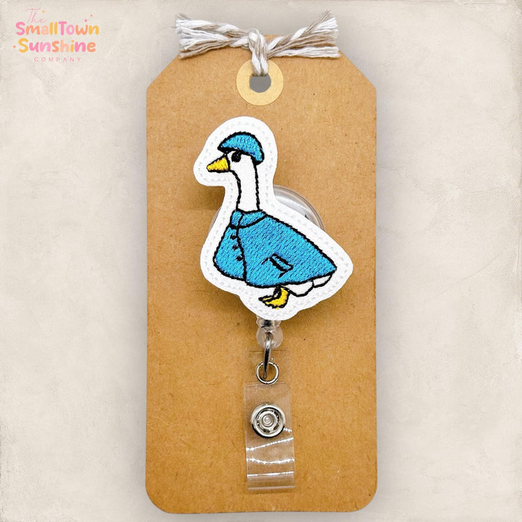 Silly Raincoat Goose Badge Reel, Porch Goose Badge Reel, Nurse Badge Clip, Teacher Lanyard, Coworker Gift, Retractable ID Badge | GLITTER