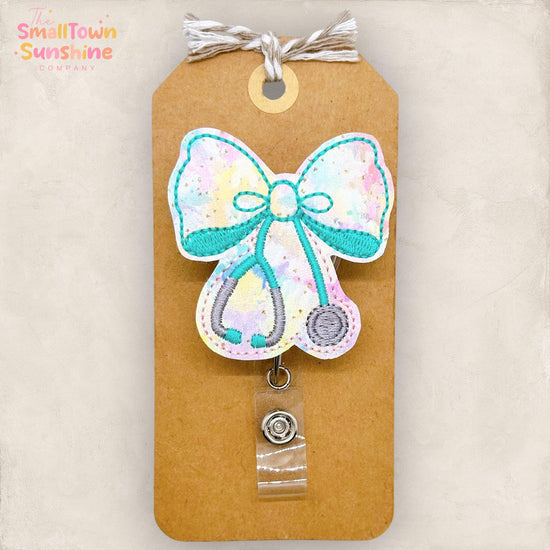 Coquette Stethoscope Bow Badge Reel, Nurse Badge Reel, Hospital Lanyard, RN Badge Clip, Coworker Gift, Badge Buddy, Retractable ID Holder