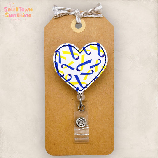 Down Syndrome Heart Badge Reel, Awareness Name Tag, Nurse Badge Clip, Teacher Lanyard, Coworker Gift, Interchangeable, Retractable ID Holder