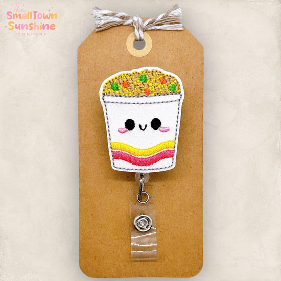 Noodle Cup Badge Reel, Ramen Badge Reel, Soup Name Tag, Nurse Badge Clip, Teacher Lanyard, Coworker Gift, Retractable ID Holder | GLITTER