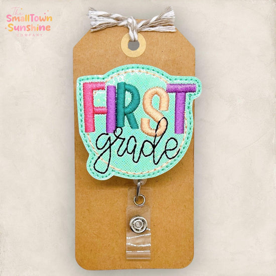 1st Grade Badge Reel, First Grade Teacher ID Clip, Substitute Lanyard, TA Name Tag, Paraprofessional, Coworker Gift, Retractable ID Holder