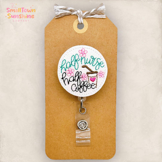 Half Coffee Half Nurse Badge Reel, Registered Nurse Badge Clip, Hospital Lanyard, Coworker Gift, Name Tag, Retractable ID Holder | GLITTER