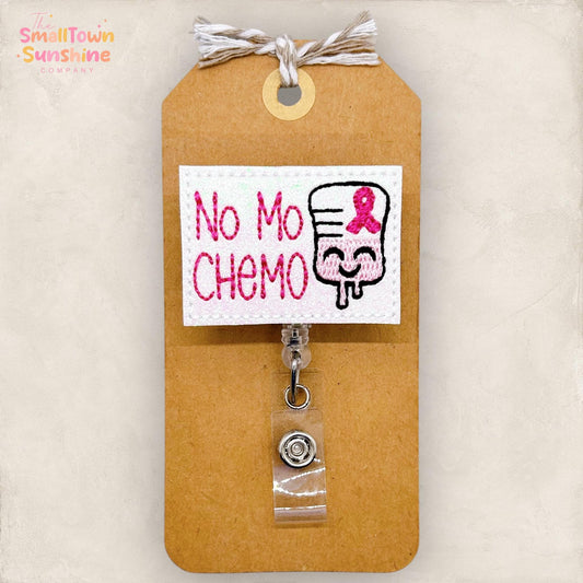 No Mo Chemo Badge Reel, Oncology Badge, Nurse Badge Clip, Chemotherapy Lanyard, Coworker Gift, Name Tag, Retractable ID Holder | GLITTER