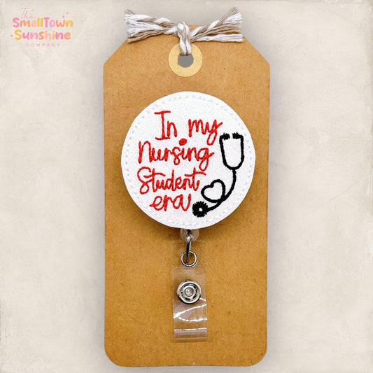 Nursing Student Era Badge Reel, Student Nurse Name Tag, Med Student Badge Clip, Coworker Gift, Lanyard, Retractable ID Holder | GLITTER