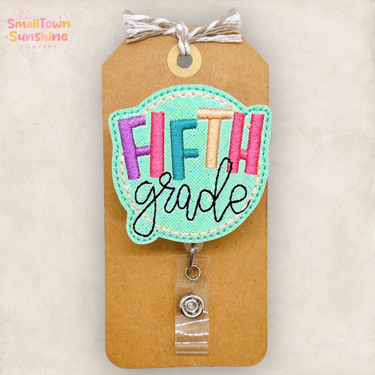 5th Grade Badge Reel, Fifth Grade Teacher ID Clip, Substitute Lanyard, TA Name Tag, Paraprofessional, Coworker Gift, Retractable ID Holder